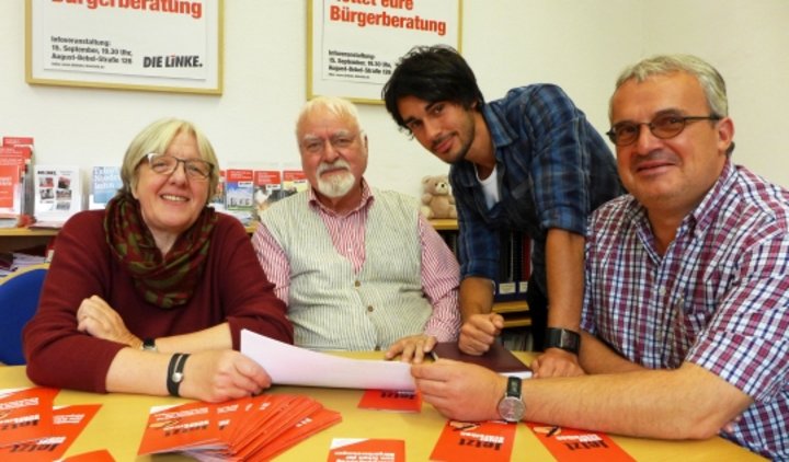 Vertreter*innen des Einwohnerantrages: Brigitte Stelze, Günter Seib, Onur Ocak und Ratsmitglied Bernd Schatschneider